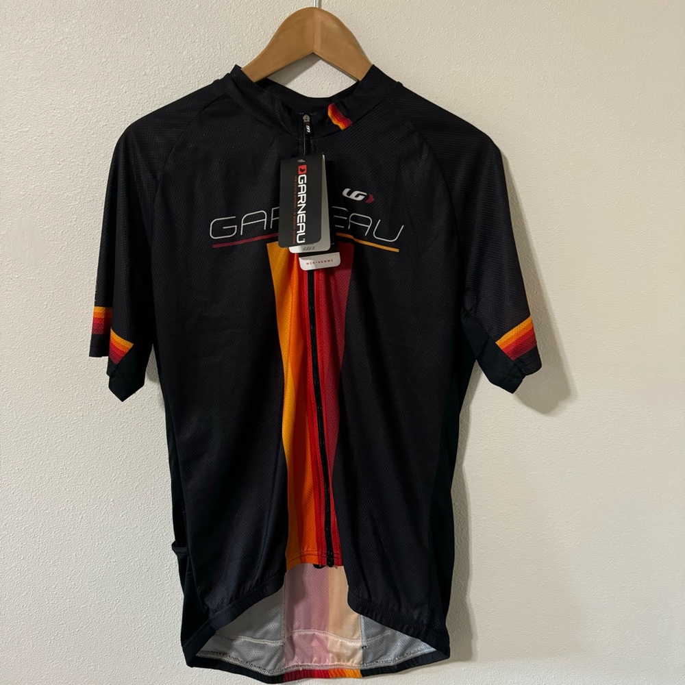 Louis Garneau Equipe GT Series Jersey Black Orange Short Sleeve Zipper NWT-XL